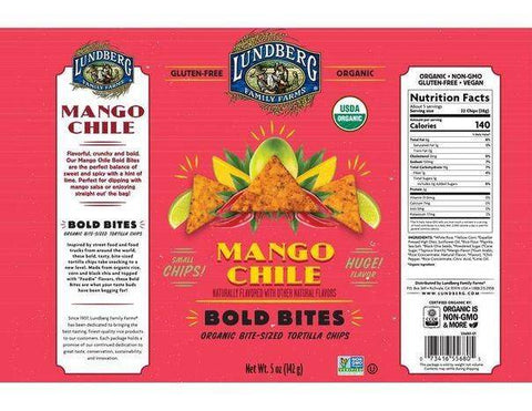 Lundberg Farms Mango Chile Bold Bites Tortilla Chips - 5 Ounces
