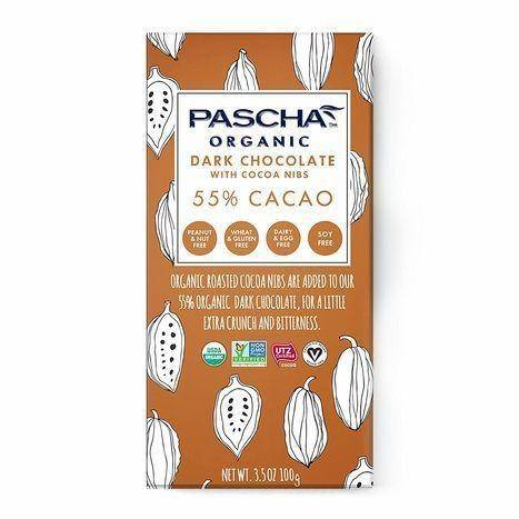 Pascha Dark Chocolate, Organic, with Cocoa Nibs, 55% Cocoa - 2.82 Ounces