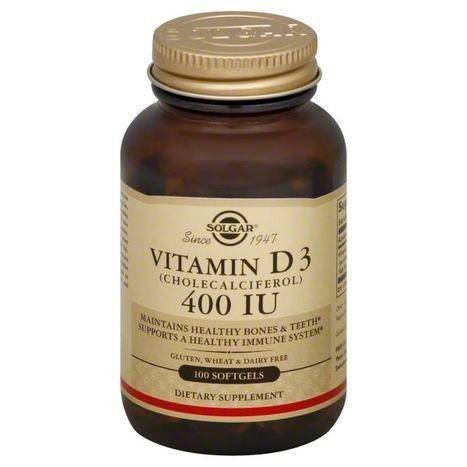 Solgar Vitamin D3, 400 IU, Softgels - 100 Each