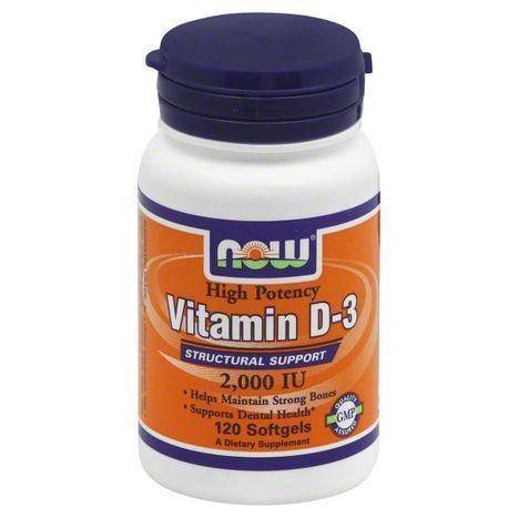 Now Vitamin D-3, High Potency, 2000 IU, Softgels - 120 Each