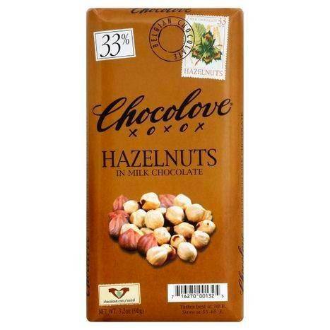 Chocolove Milk Chocolate, Hazelnuts, 33% - 3.2 Ounces