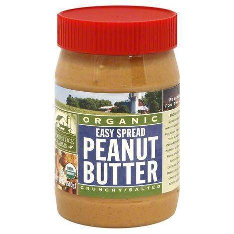 Woodstock Farms Organic Peanut Butter, Easy Spread, Crunchy/Salted - 18 Ounces