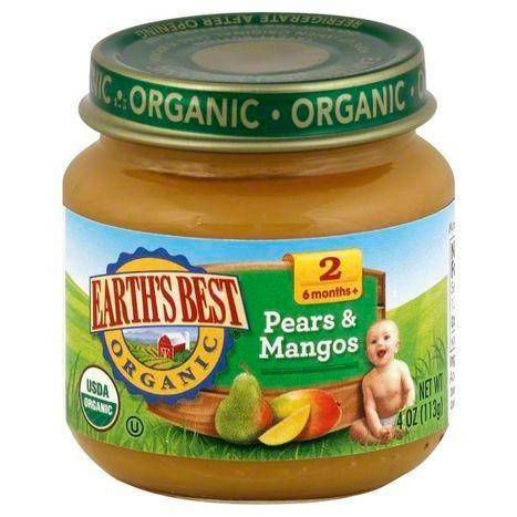 Earths Best Organic Pears & Mango, 2 (6 Months+) - 4 Ounces