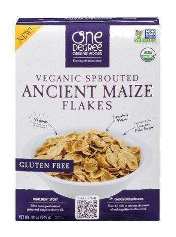 One Degree Organic Foods Cereal, Veganic Sprouted Ancient Maize Flakes - 12 Ounces