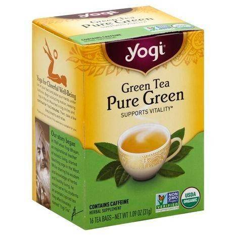 Yogi Green Tea, Pure Green, Bags - 16 Each