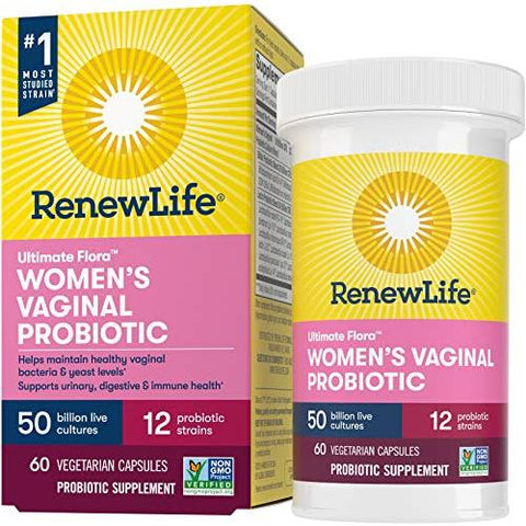 Renew Life Womens Vaginal Ultimate Flora Probiotic 50 Billion Live Cultures-60 Vegetable Capsules