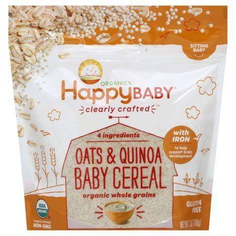 Happy Baby Organics Baby Cereal, Oats & Quinoa, Sitting Baby - 7 Ounces