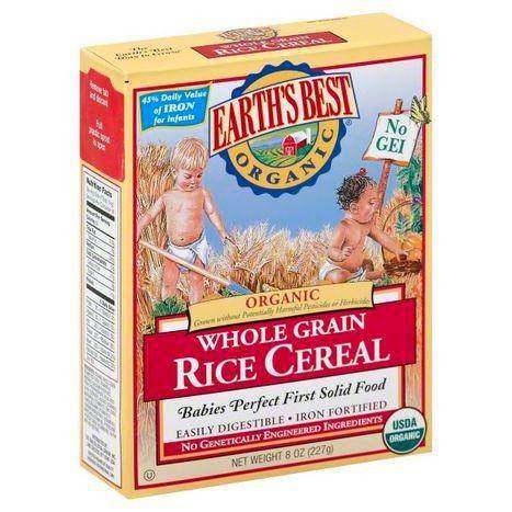Earths Best Organic Cereal, Organic, Whole Grain, Rice - 8 Ounces