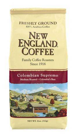 New England Coffee Coffee, 100% Arabica, Freshly Ground, Medium Roasted, Colombian Supremo - 11 Ounces