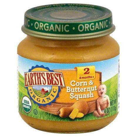 Earths Best Organic Corn & Butternut Squash, 2 (6 Months+) - 4 Ounces