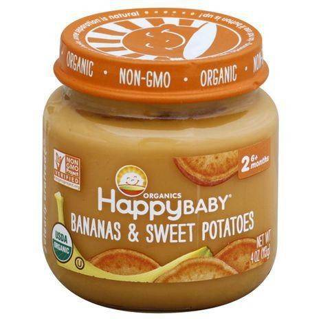 Happy Baby Organics Bananas & Sweet Potatoes, 6+ Months - 4 Ounces