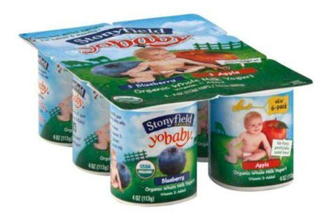 Stonyfield Farm Organic YoBaby Yogurt, Whole Milk, Apple, Blueberry, 6+ Months - 24 Ounces