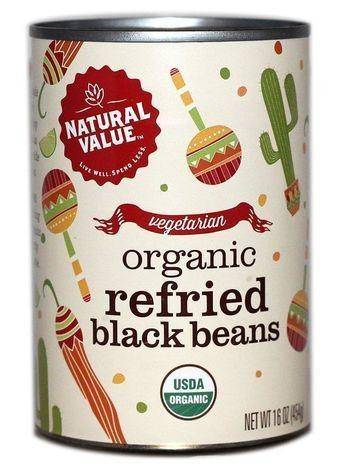 Natural Value Vegetarian Organic Refried Black Beans - 16 Ounces