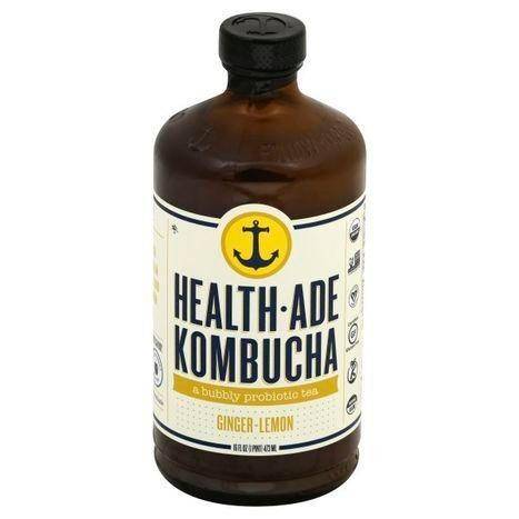 Health Ade Kombucha, Ginger-Lemon - 16 Ounces