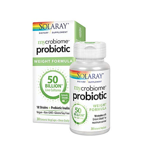 Solaray Mycrobiome Probiotic Weight Formula 50 Billion Live Cultures-30 Enteric Veg Caps Note: Need To Be Refrigerated