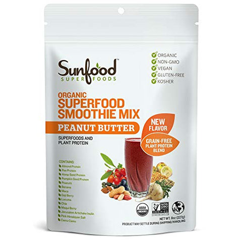 Sunfood Superfoods Raw Organic Superfood Smoothie Mix Peanut Butter-8 Oz