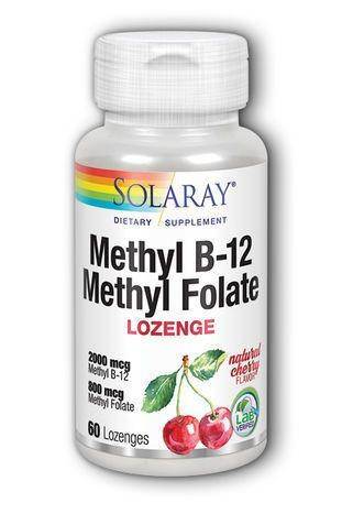 Solaray Methyl B-12 + Methyl Folate Lozenges, Cherry - 60 Count