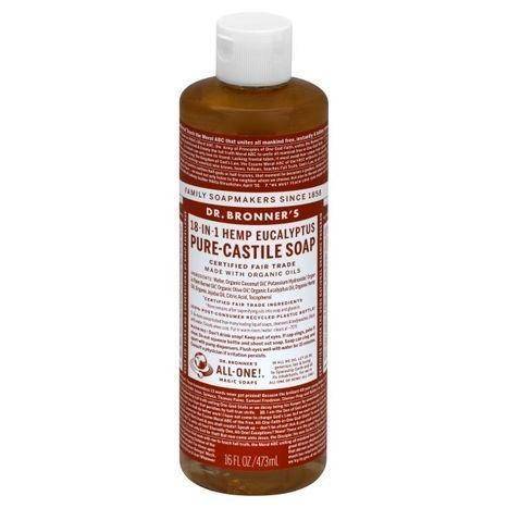Dr Bronners Castile Soap, Pure, 18-In-1 Hemp, Eucalyptus - 16 Ounces