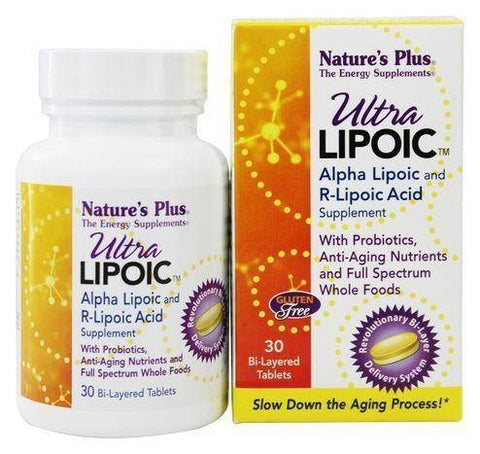 Nature's Plus Ultra Lipoic Alpha Lipoic & R-Lipoic Acid Supplement - 30 Bi-Layered Tablets