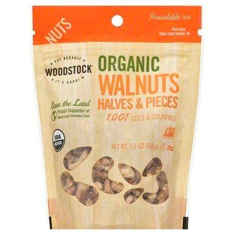 Woodstock Walnuts, Organic, Halves and Pieces - 5.5 Ounces