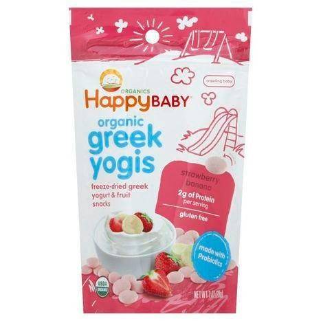 Happy Baby Organics Yogis, Greek, Organic, Strawberry Banana - 1 Ounce