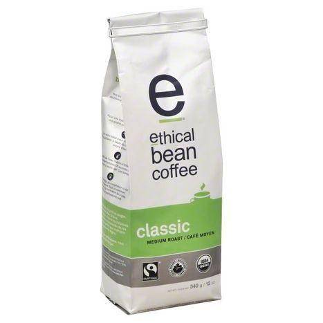 Ethical Bean Coffee Coffee, Whole Bean, Medium Roast, Classic - 12 Ounces