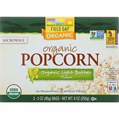 Field Day Organic Microwave Popcorn, Light Butter - 12 Count