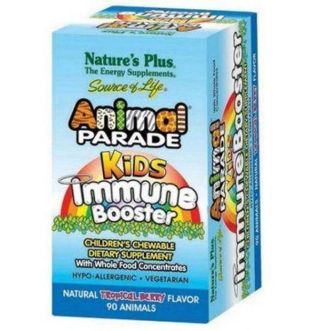 Nature's Plus Animal Parade Kids Immune Booster Children's Chewables, Natural Tropical Berry Flavor - 90 Count