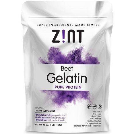 Zint Beef Gelatin Pure Protein Powder - 16 Ounces