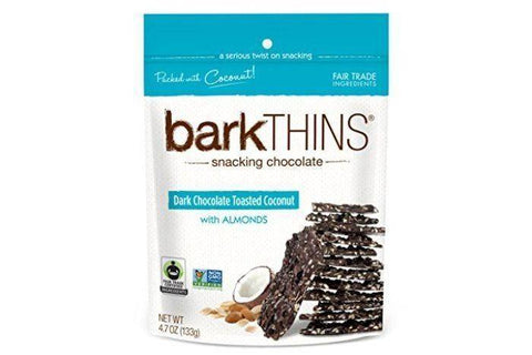 BarkThins Snacking Chocolate, Dark Chocolate, Coconut with Almonds - 4.7 Ounces