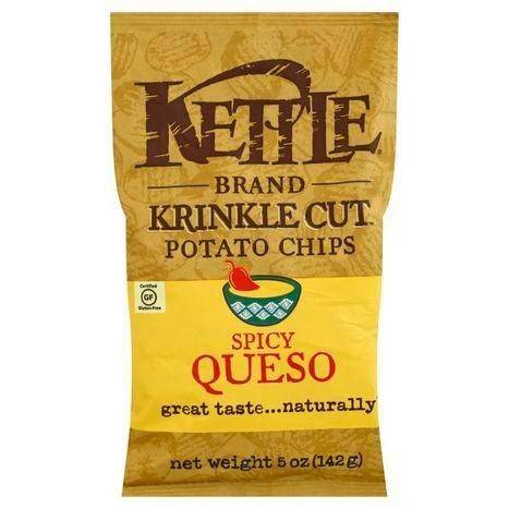 Kettle Potato Chips, Spicy Queso, Krinkle Cut - 5 Ounces