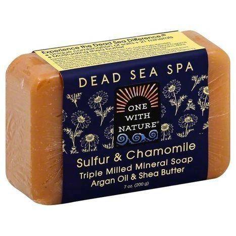 One with Nature Dead Sea Spa Soap, Triple Milled Mineral, Sulfur & Chamomile - 7 Ounces