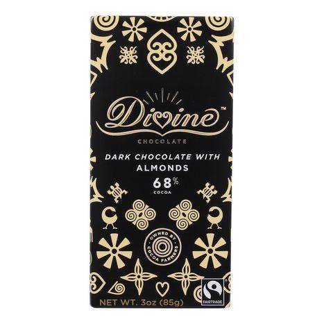 Divine Dark Chocolate with Almonds Bar - 3 Ounces