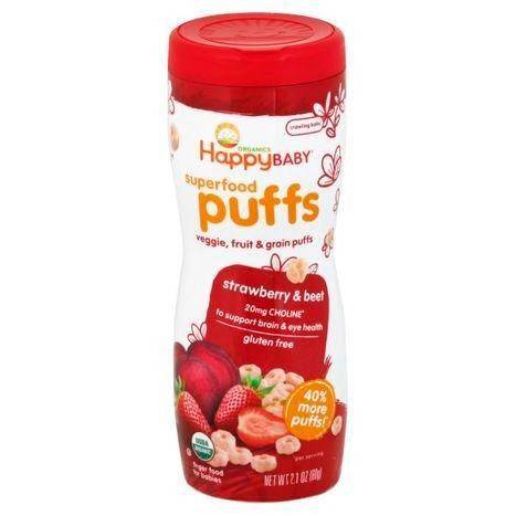 Happy Baby Organics Superfood Puffs, Strawberry & Beet, Crawling Baby - 2.1 Ounces