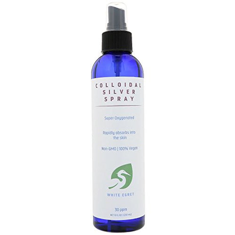 White Egret Colloidal Silver Spray 30 PPM-8 Oz