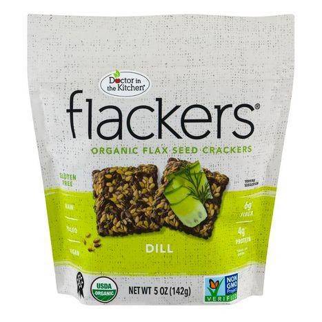 Doctor In The Kitchen Flackers Crackers, Flax Seed, Raw, Dill - 5 Ounces