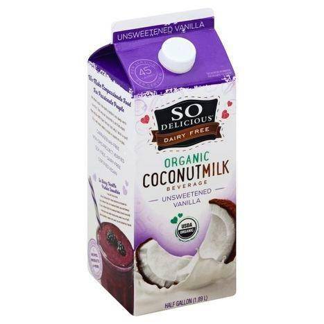 So Delicious Coconut Milk Beverage, Organic, Unsweetened Vanilla - 0.5 Gallons