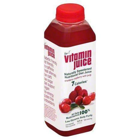 VitaminJuice Vita-J Juice Beverage, Cranberry Raspberry with Pulp - 16 Ounces