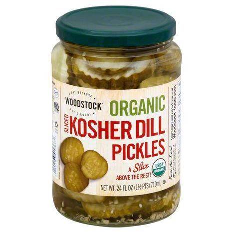 Woodstock Pickles, Organic, Kosher Dill, Sliced - 24 Ounces