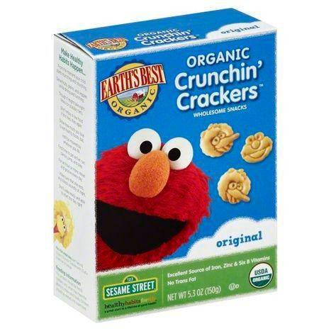 Earths Best Organic Crunchin' Crackers, Original, 123 Sesame Street - 5.3 Ounces