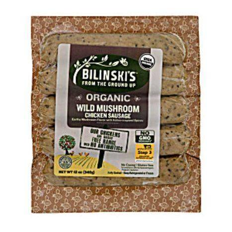 Bilinskis Chicken Sausage, Organic, Wild Mushroom - 12 Ounces