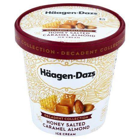 Haagen Dazs Decadent Collection Ice Cream, Honey Salted Caramel Almond - 14 Fluid Ounces