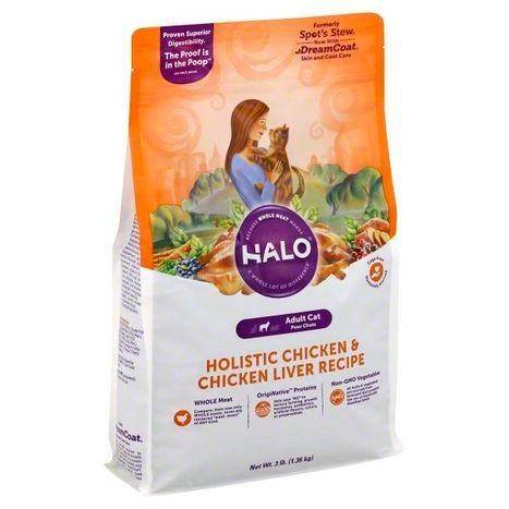 Halo Cat Food, Holistic Chicken & Chicken Liver Recipe, Adult - 3 Pounds